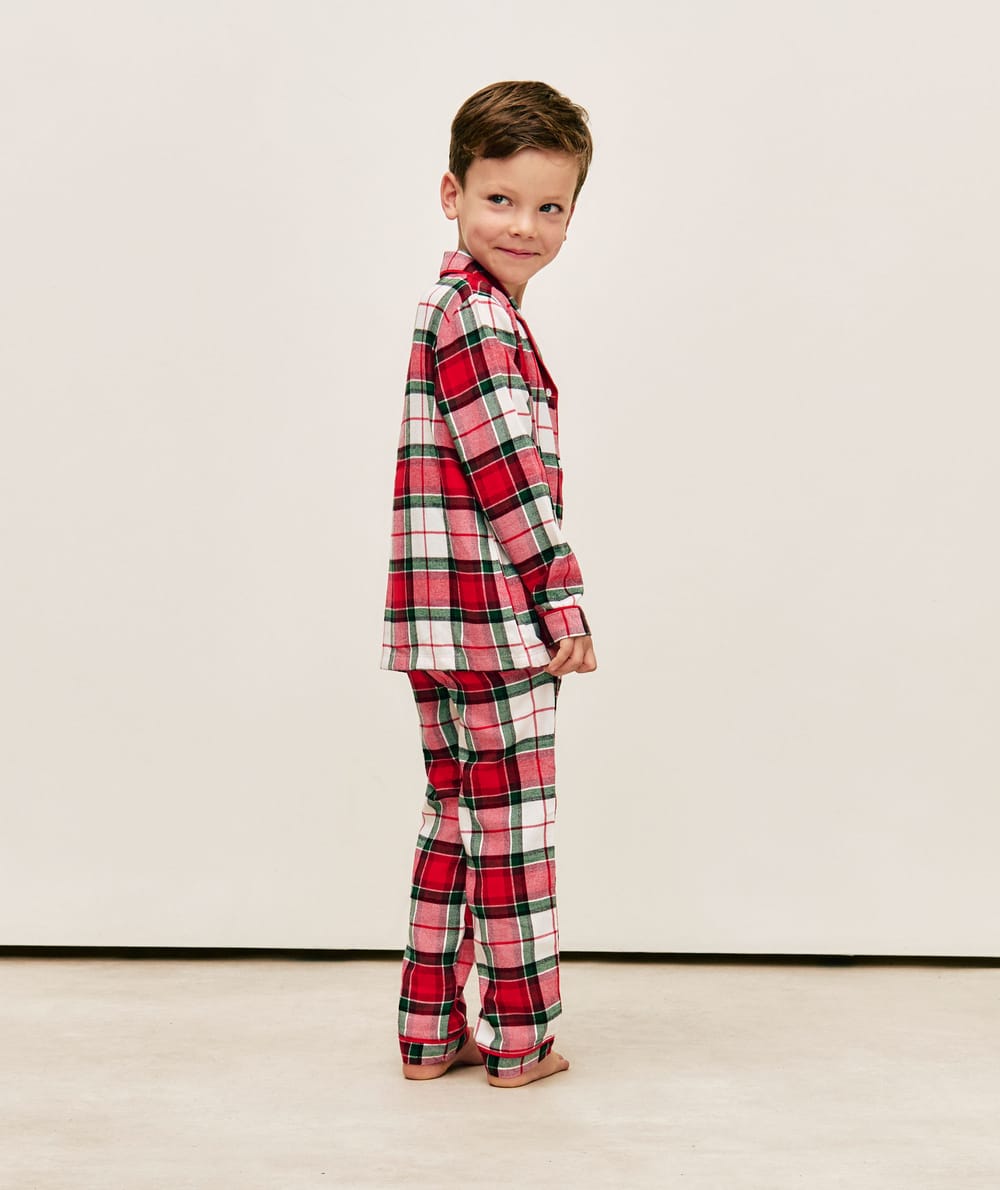 Kids' checked flannel trousers;