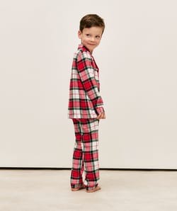 Kids' checked flannel trousers;