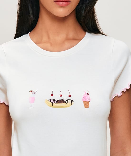 Light jersey T-shirt with ice cream print;