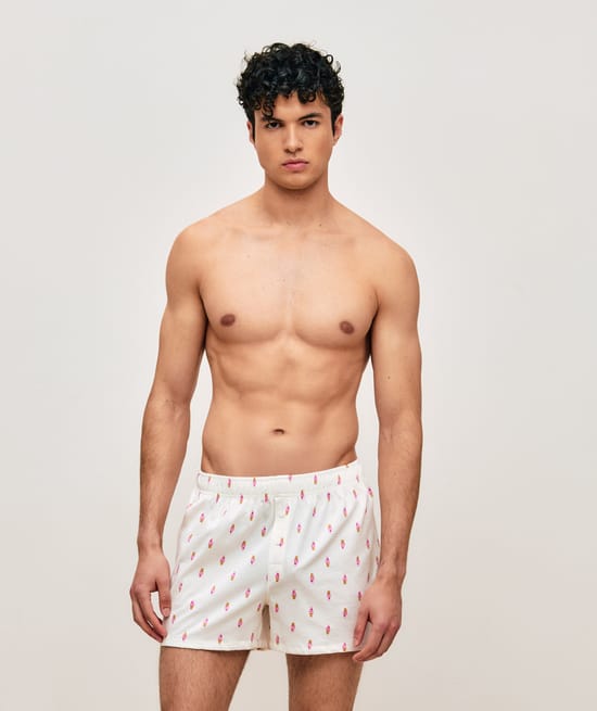 Cotton boxer shorts with ice cream patterns;