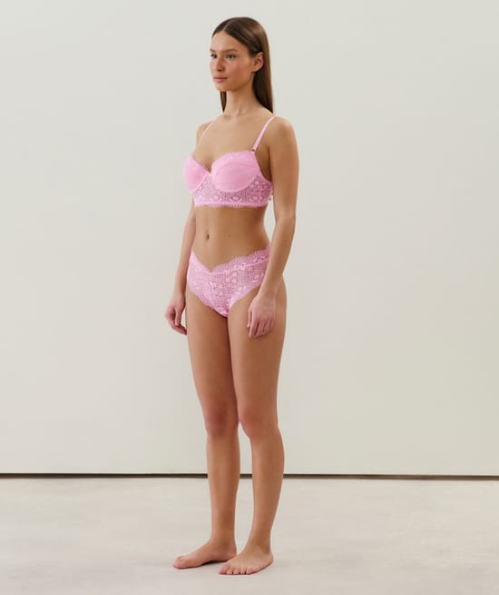 Lace push-up bustier;