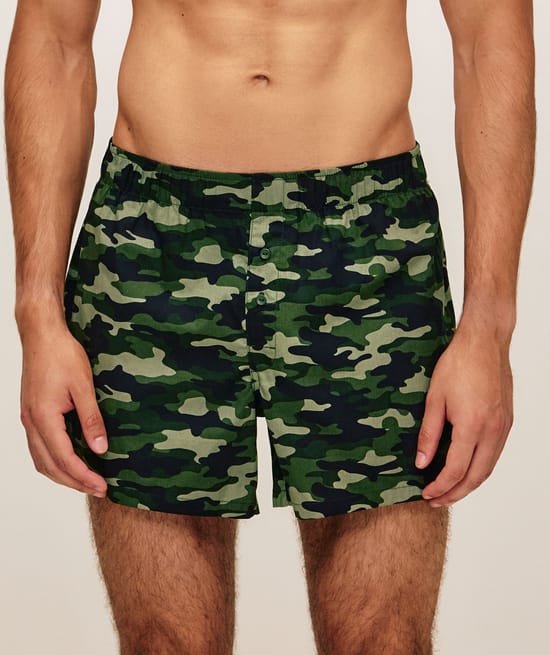 Cale&ccedil;on en coton &agrave; motif camouflage;