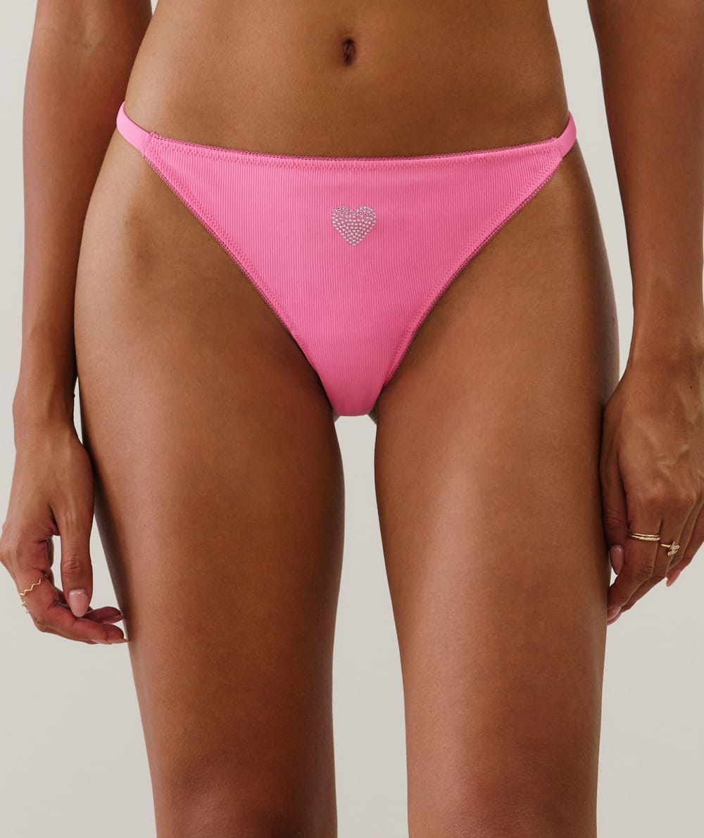 Microfibre and lace thong;