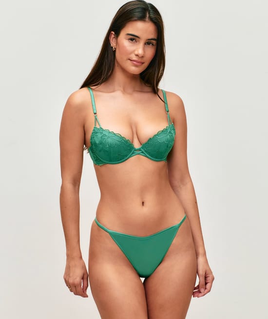 Soutien-gorge push-up avec broderies florales;