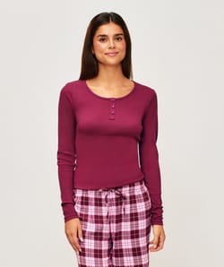 Long sleeve ribbed jersey top;