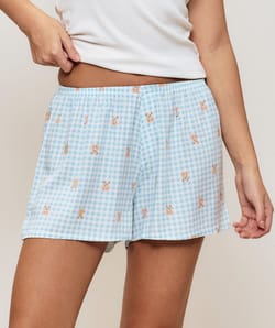 Gingham and teddy bears shorts;