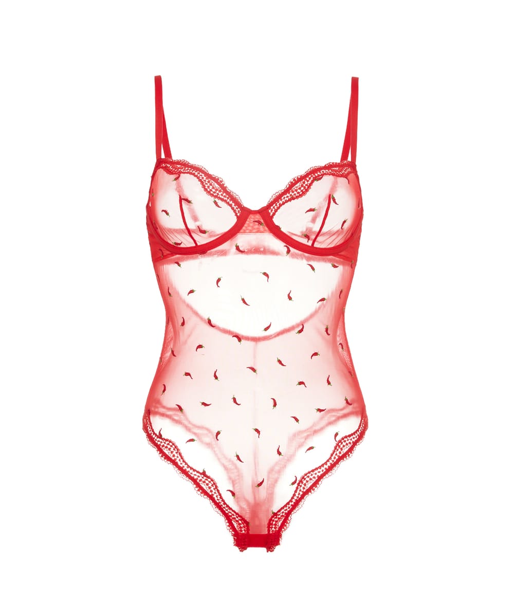 Body corbeille avec broderies piments;