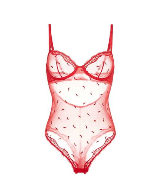 Body corbeille avec broderies piments;