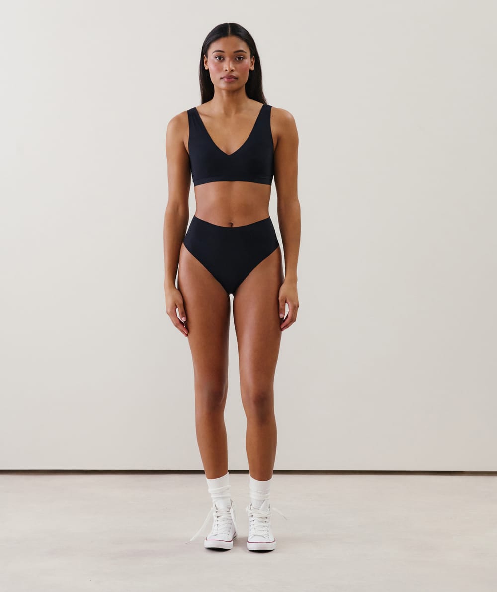 Microfiber high-waisted thong;