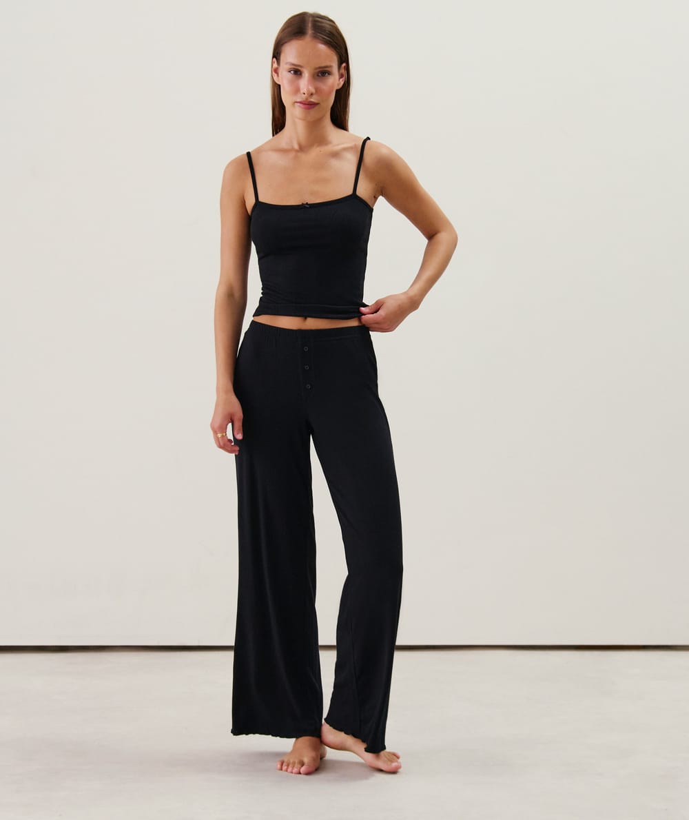 Straight jersey trousers;