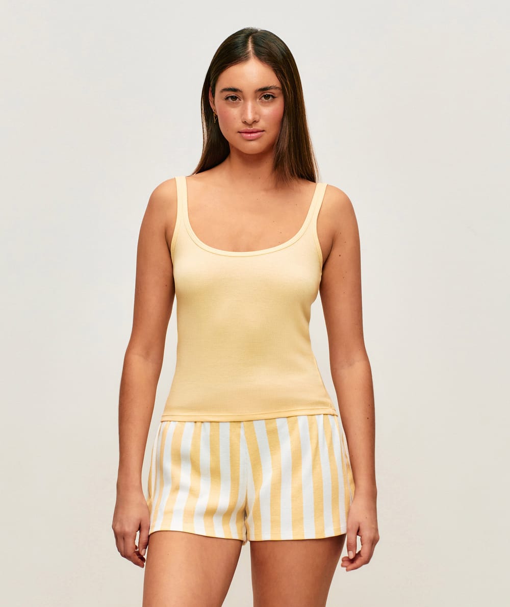 Ribbed jersey tank top;