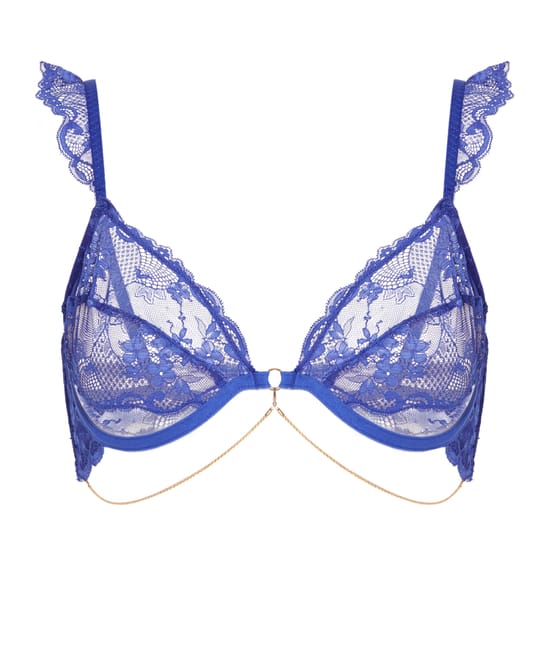 Lace balconette bra ;