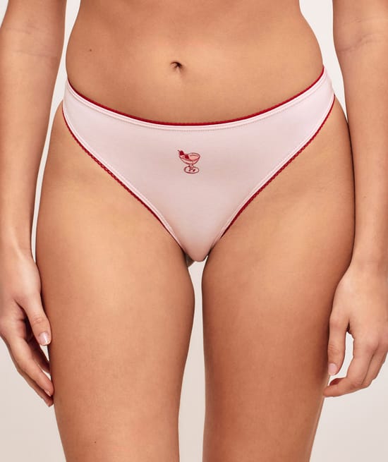 Pack of 3 patterned cotton thongs;