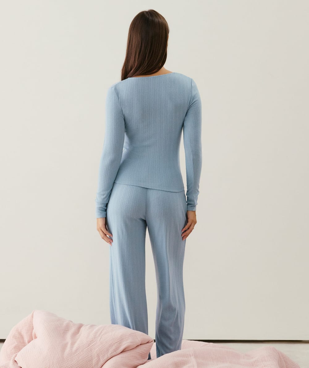 Wrap pointelle T-shirt;