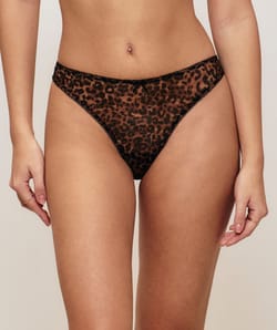 Leopard mesh thong;