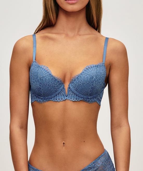 Lace floral push-up bra;