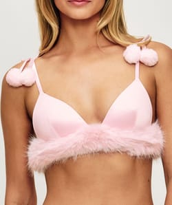Soutien-gorge triangle satin avec pompon;