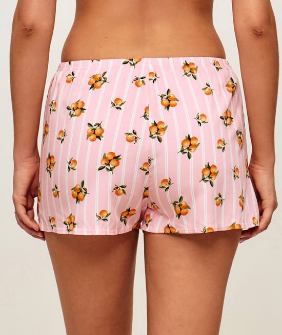Short &agrave; rayures motifs oranges;