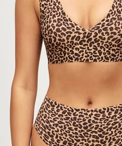 Microfiber triangle bra with leopard print;