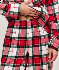 Checked flannel trousers;