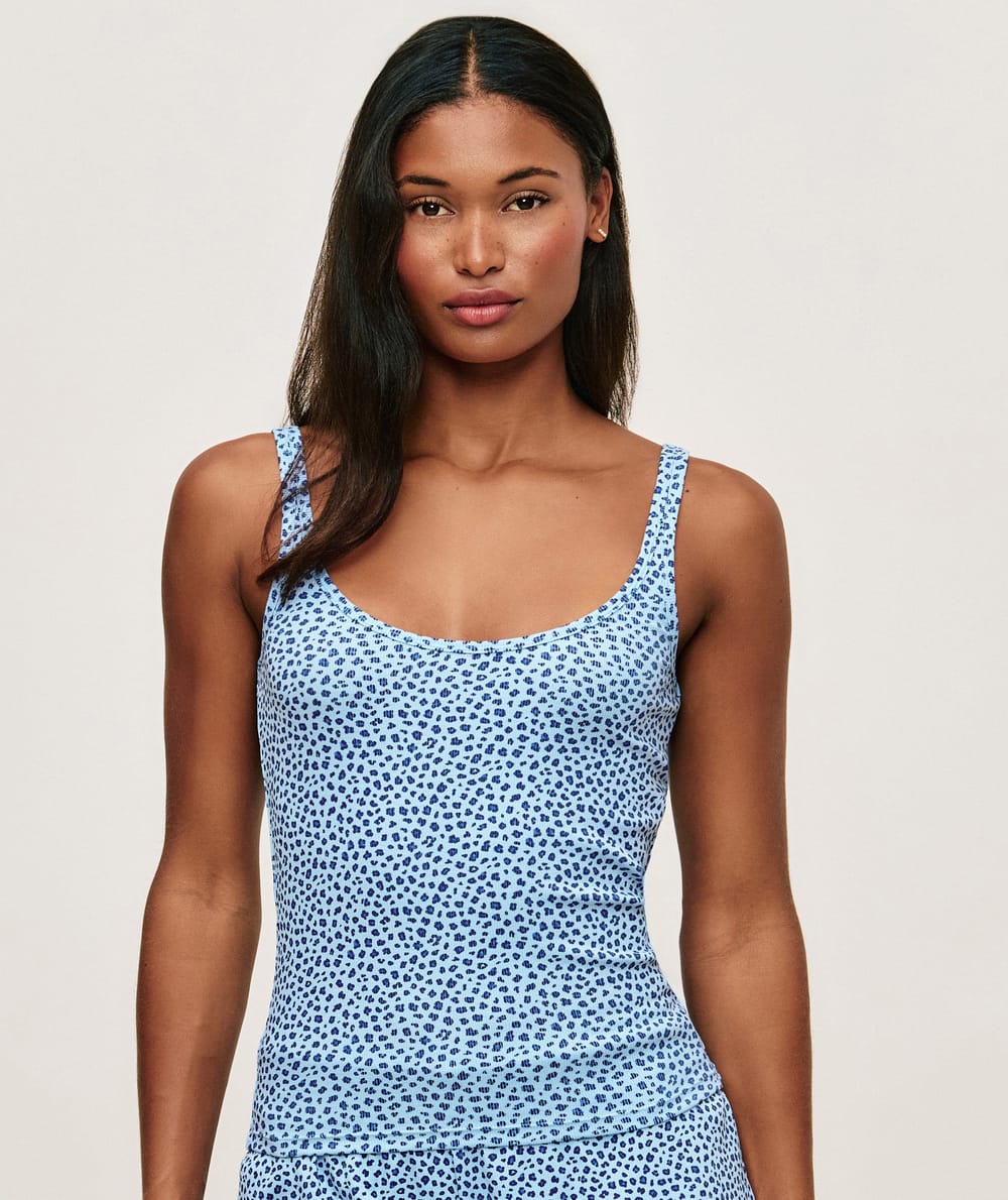 Ribbed jersey tank top;