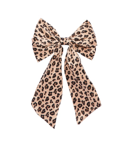 Leopard satin bow hair clip;