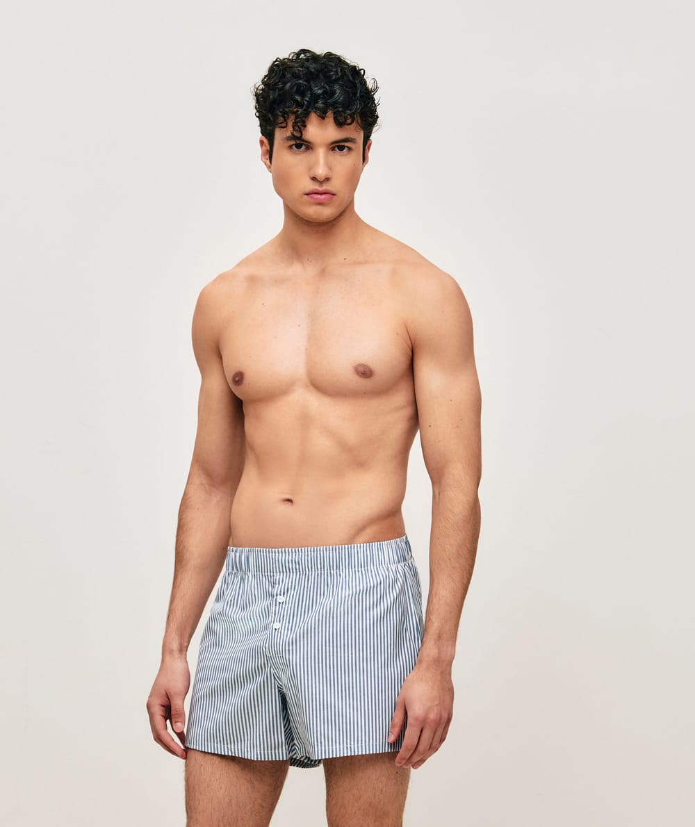 Gestreepte katoenen boxershort;