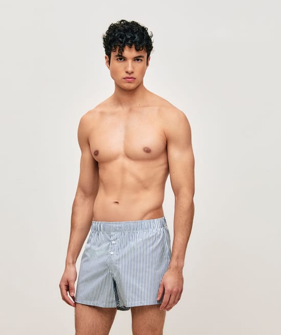 Gestreepte katoenen boxershort;