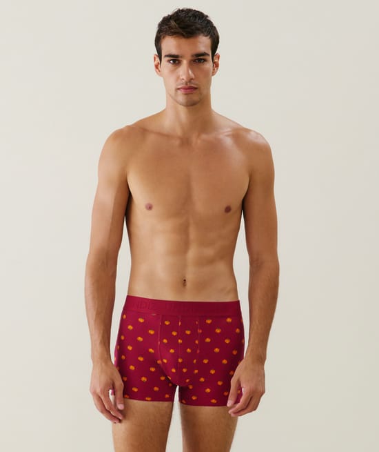 Cotton boxer shorts with pumpkin pattern;