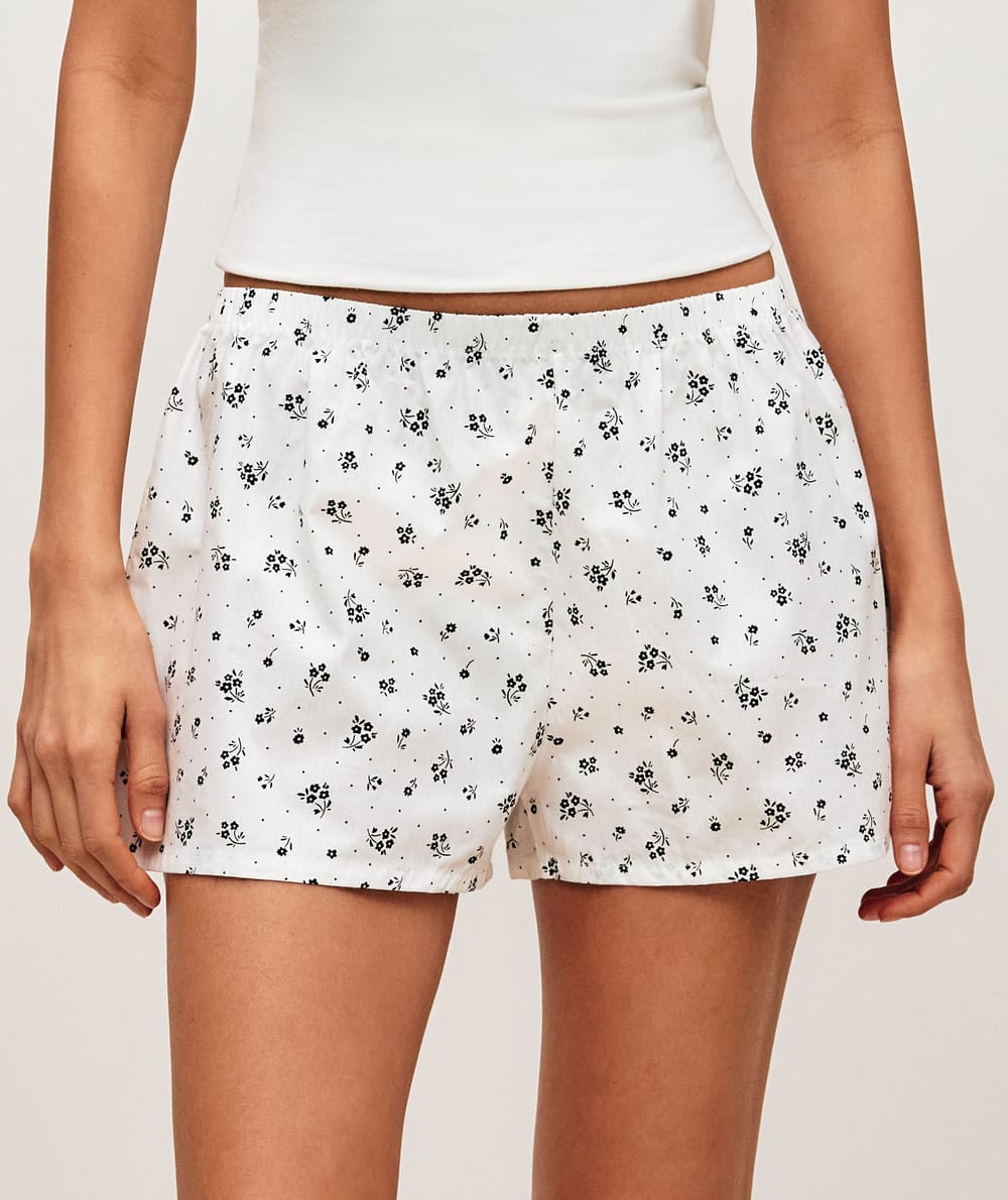 Pantalones cortos de algod&oacute;n con estampado floral;