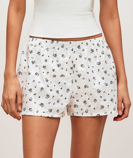 Pantalones cortos de algod&oacute;n con estampado floral;
