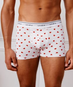 Boxer &agrave; motifs coeurs en coton;