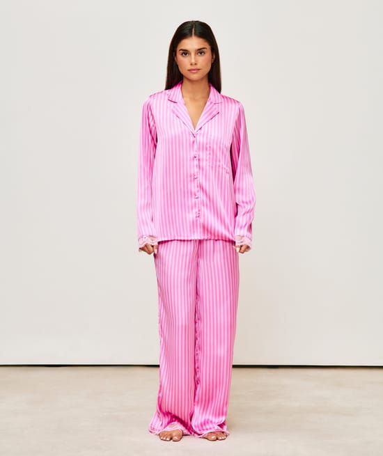Striped satin shirt;
