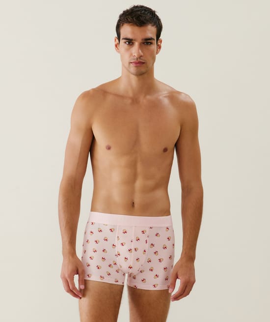 Cotton boxer shorts with mushroom print;