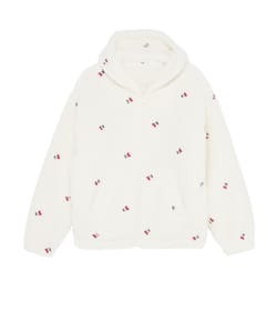 Sherpa jacket with cherry embroidery;
