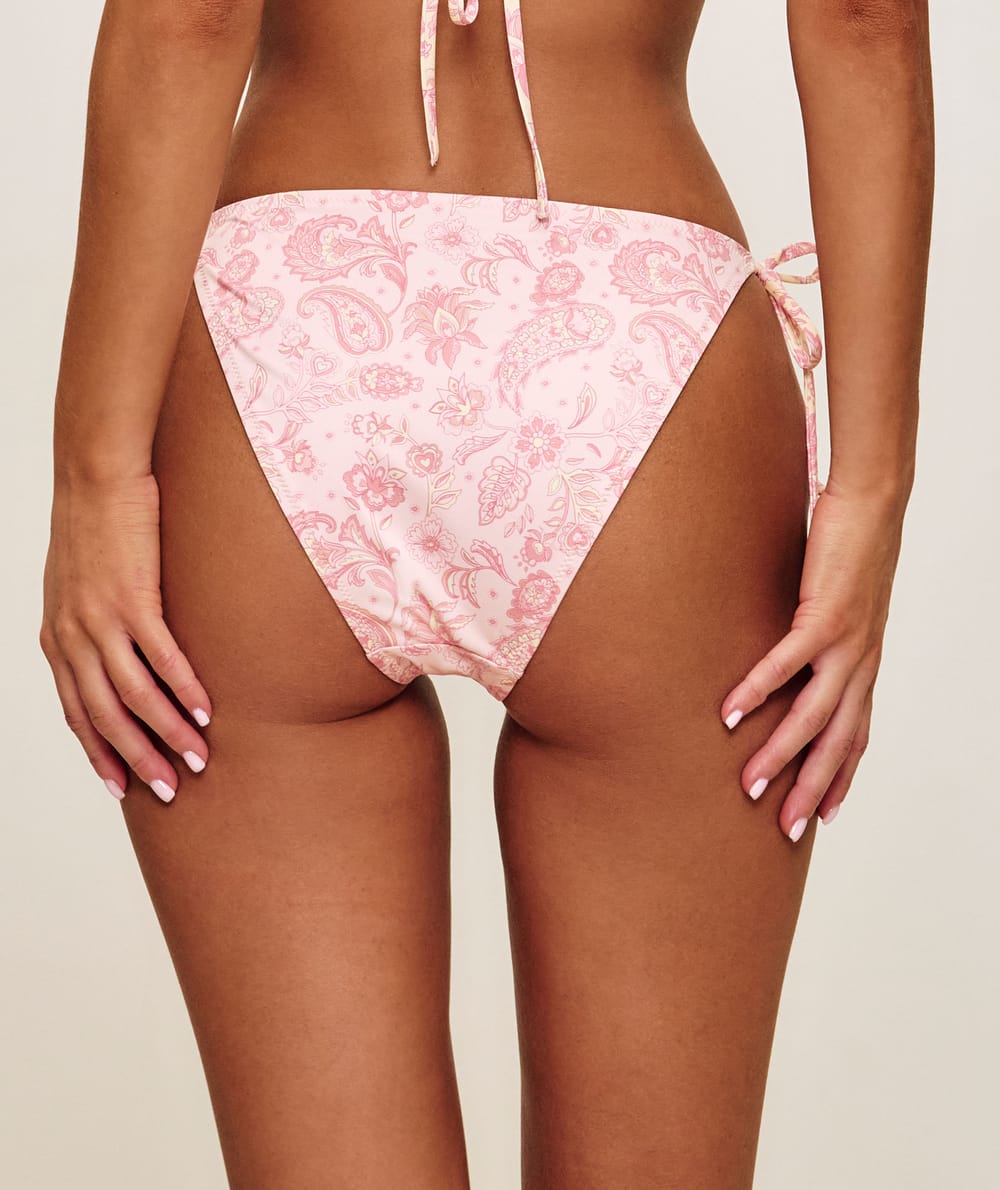 Floral print bikini bottom;
