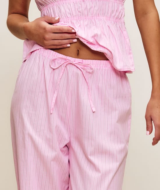 Striped cotton poplin trousers;