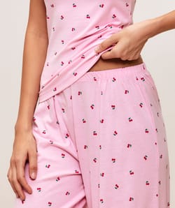 Cherry patterned jersey pants;