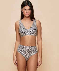 High-waisted leopard print seamless microfibre thong;