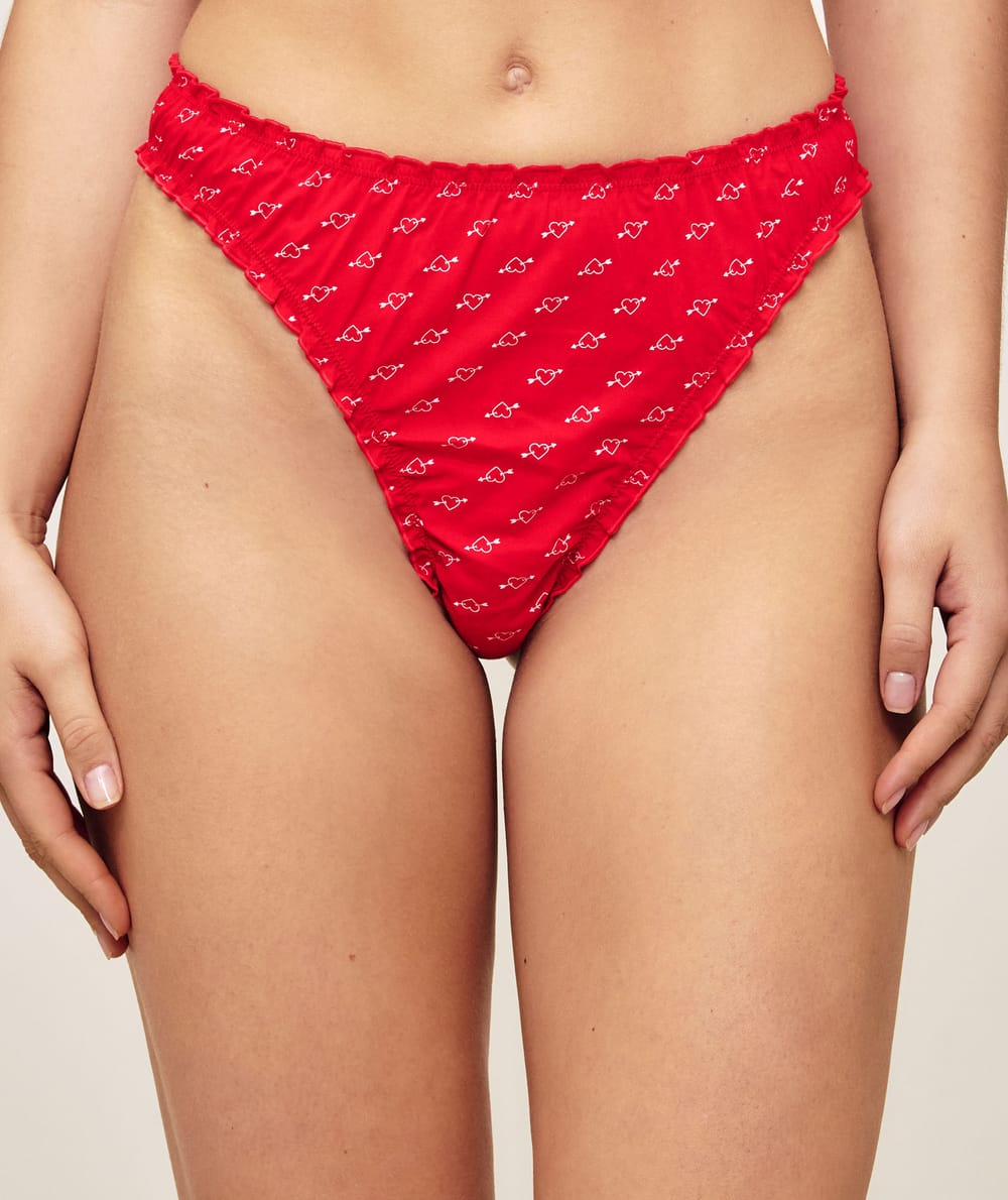 String fronc&eacute; en coton motifs c&oelig;urs;