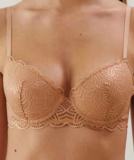 Lace bra with slim cups ;