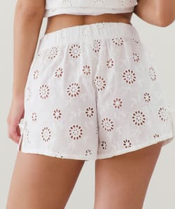 Katoenen short met borduurwerk;