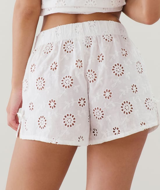 Katoenen short met borduurwerk;