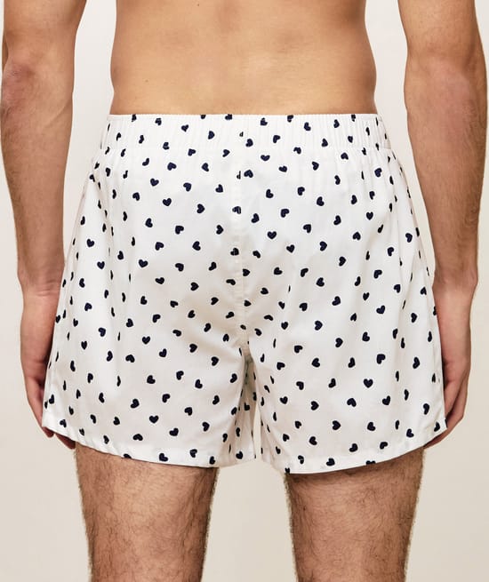Cotton boxer shorts with heart pattern;