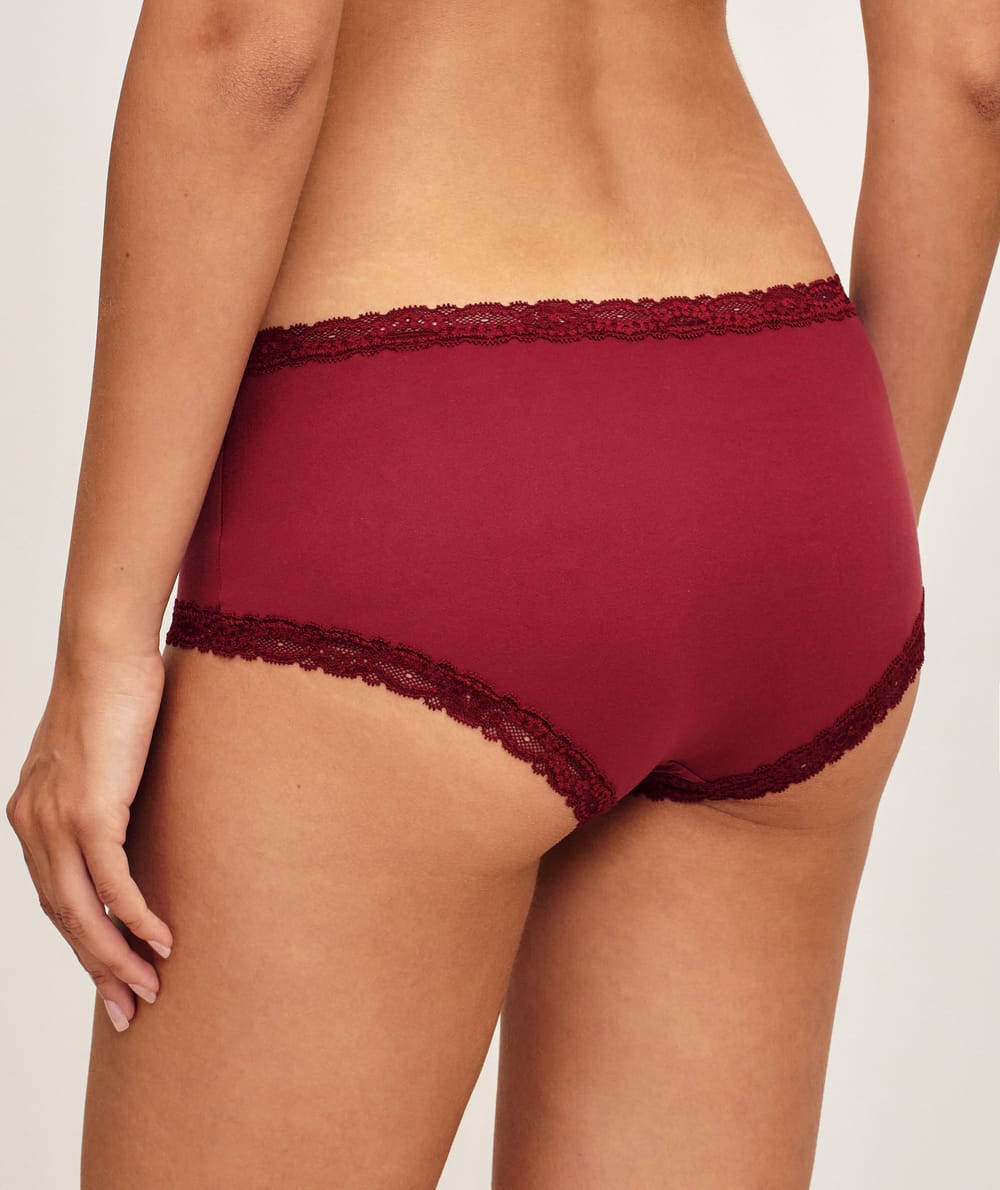 Microfiber and lace thong;