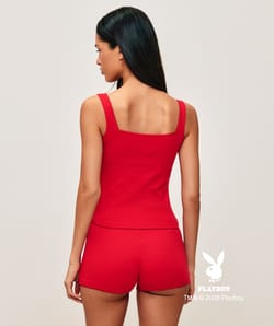 Cotton tank top with Playboy pattern;