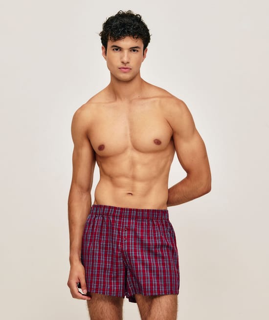 Cotton checked boxers;