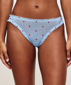 Heart pattern mesh thong;