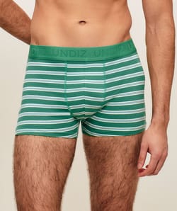 Boxer en coton &agrave; rayures;
