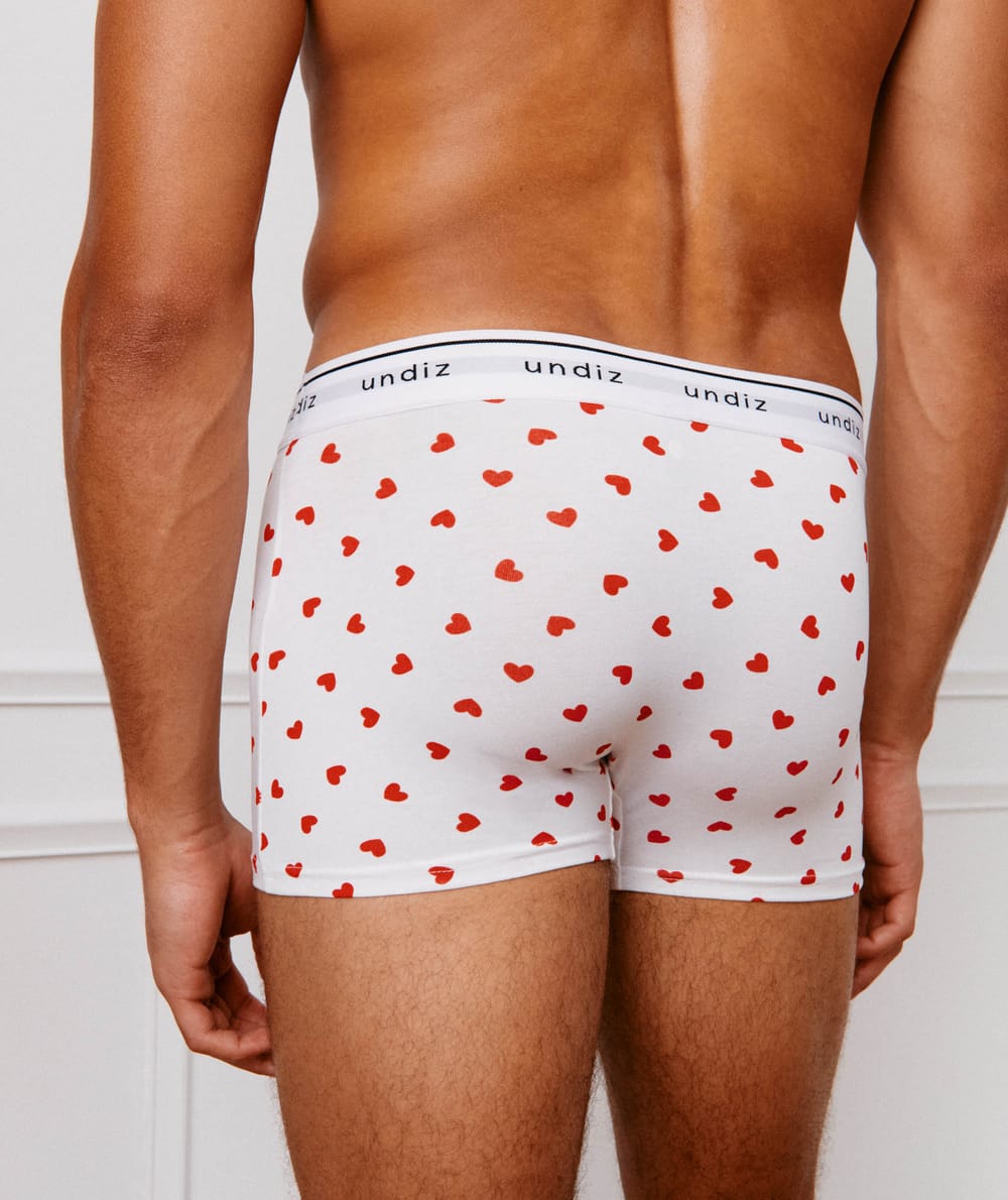 Boxer &agrave; motifs coeurs en coton;